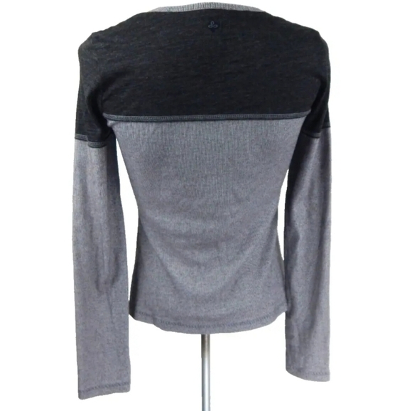 Prana Gray Micro Stripe Henley Tee - Picture 3 of 3